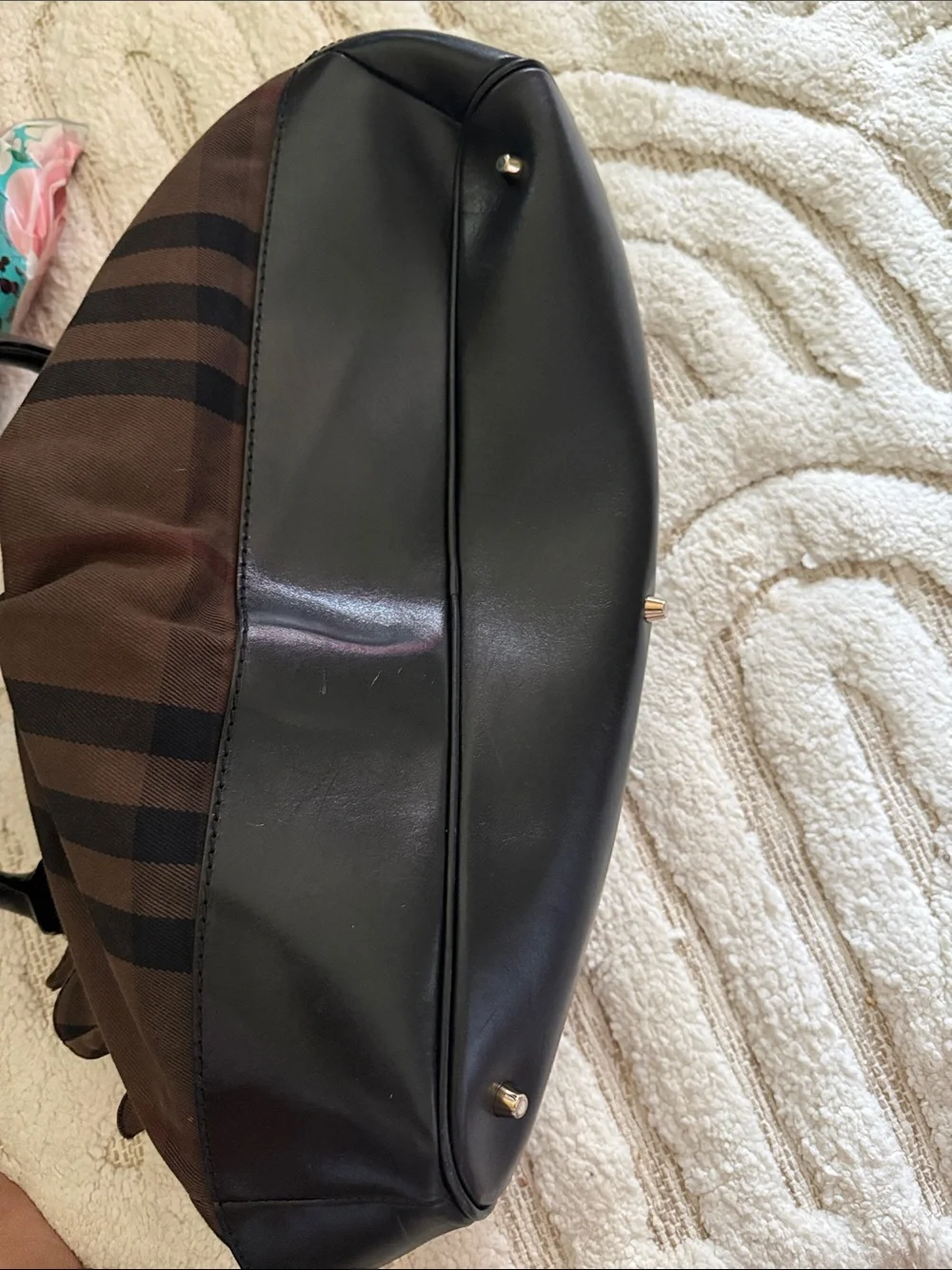 Burberry barbwire Classic Striped Tote Handbag in Brown and Black Canvas
